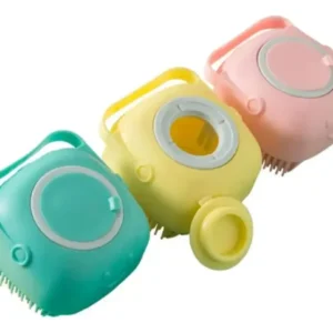 Cepillo de Silicona para Mascotas con Dosificador de Shampoo
