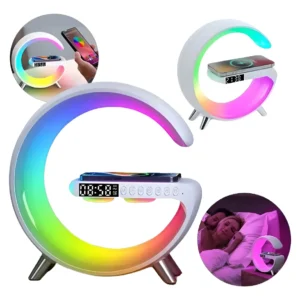Parlante Bluetooth con Despertador, Luz LED y Cargador Inalámbrico